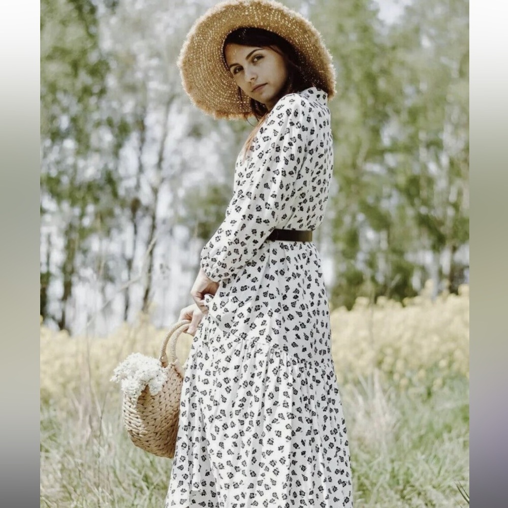 ZARA White Floral Print MIDI “The Amelia Dress”